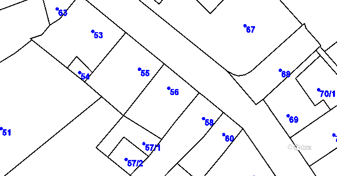 Parcela st. 56 v KÚ Srby u Tuchlovic, Katastrální mapa