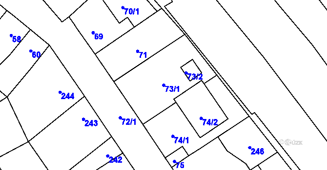 Parcela st. 73/1 v KÚ Srby u Tuchlovic, Katastrální mapa