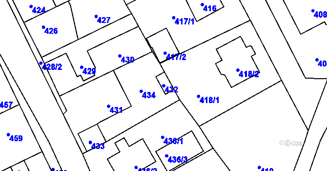 Parcela st. 432 v KÚ Srby u Tuchlovic, Katastrální mapa