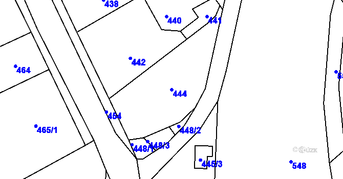 Parcela st. 444 v KÚ Srby u Tuchlovic, Katastrální mapa