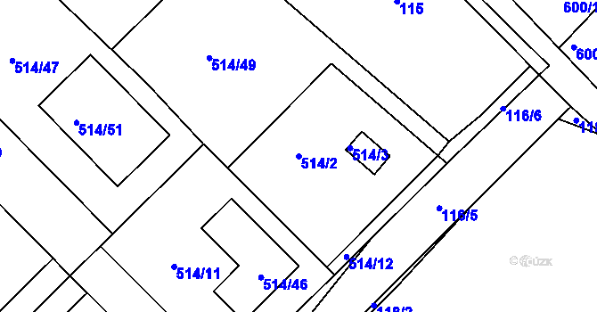 Parcela st. 514/2 v KÚ Srby u Tuchlovic, Katastrální mapa