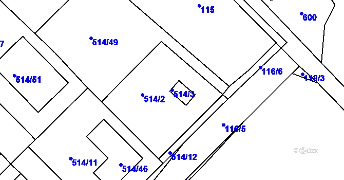 Parcela st. 514/3 v KÚ Srby u Tuchlovic, Katastrální mapa
