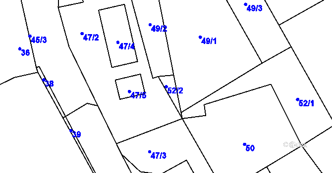 Parcela st. 52/2 v KÚ Srby u Tuchlovic, Katastrální mapa