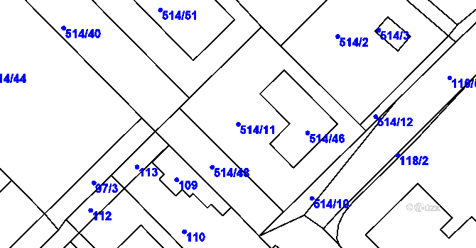 Parcela st. 514/11 v KÚ Srby u Tuchlovic, Katastrální mapa