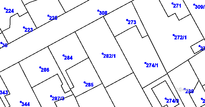 Parcela st. 282/1 v KÚ Srby u Tuchlovic, Katastrální mapa