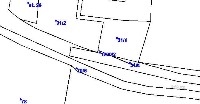 Parcela st. 1220/2 v KÚ Medná, Katastrální mapa