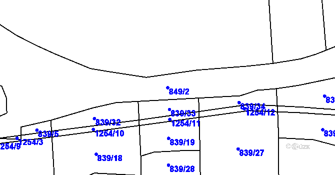 Parcela st. 849/2 v KÚ Medná, Katastrální mapa