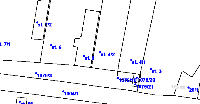 Parcela st. 4/2 v KÚ Polžice u Horšovského Týna, Katastrální mapa