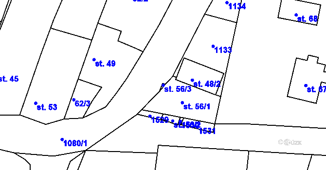 Parcela st. 56/3 v KÚ Polžice u Horšovského Týna, Katastrální mapa