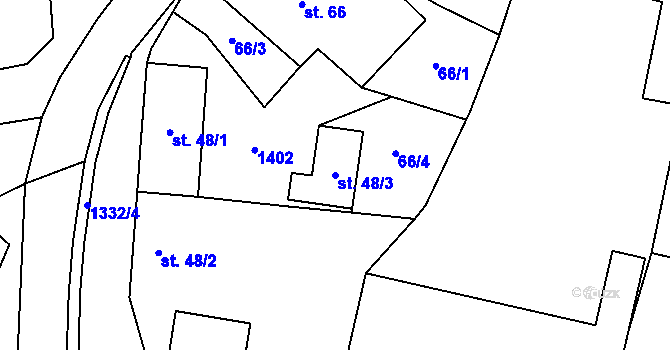 Parcela st. 48/3 v KÚ Srby u Horšovského Týna, Katastrální mapa