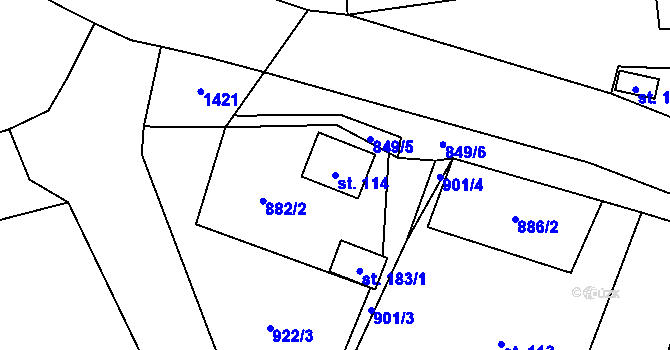 Parcela st. 114 v KÚ Srby u Horšovského Týna, Katastrální mapa