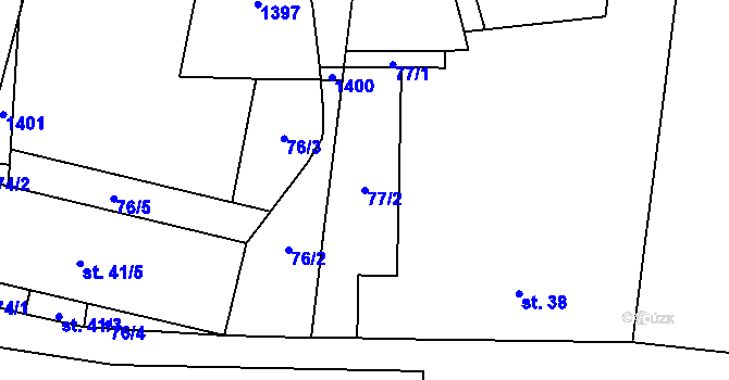 Parcela st. 77/2 v KÚ Srby u Horšovského Týna, Katastrální mapa