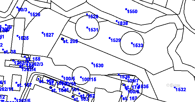 Parcela st. 109/1 v KÚ Srby u Horšovského Týna, Katastrální mapa