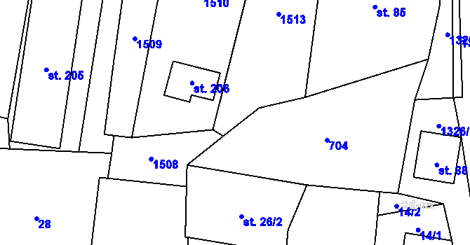 Parcela st. 25/7 v KÚ Srby u Horšovského Týna, Katastrální mapa