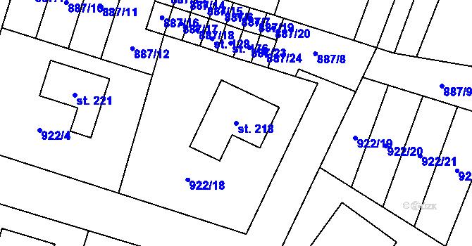 Parcela st. 218 v KÚ Srby u Horšovského Týna, Katastrální mapa