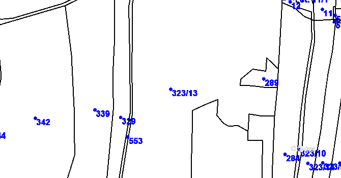 Parcela st. 323/13 v KÚ Vítání, Katastrální mapa