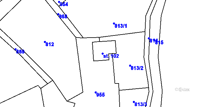 Parcela st. 102 v KÚ Srdov, Katastrální mapa