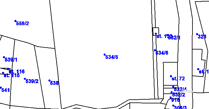 Parcela st. 534/5 v KÚ Srdov, Katastrální mapa