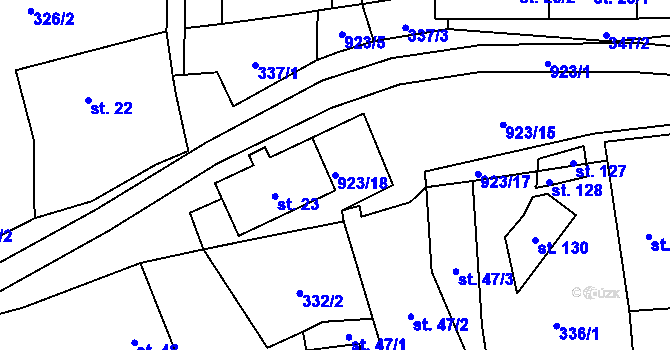 Parcela st. 923/18 v KÚ Srdov, Katastrální mapa