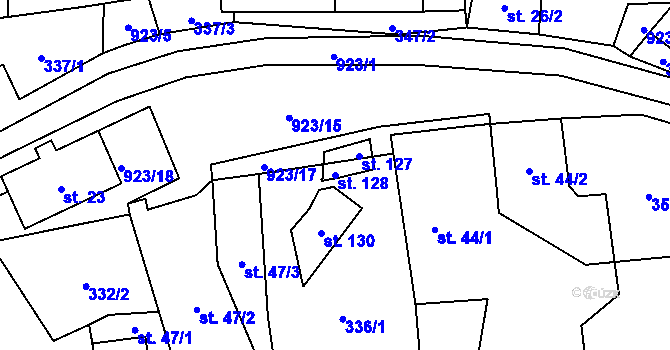 Parcela st. 128 v KÚ Srdov, Katastrální mapa
