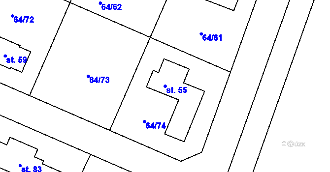 Parcela st. 55 v KÚ Pohránov, Katastrální mapa