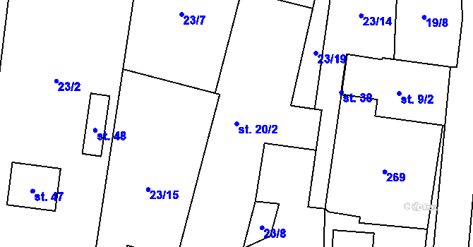 Parcela st. 20/2 v KÚ Pohránov, Katastrální mapa