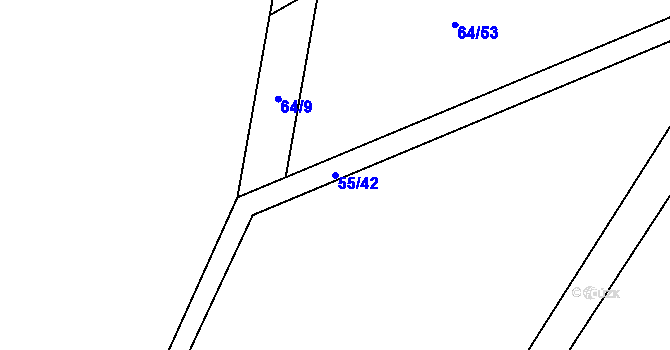 Parcela st. 55/42 v KÚ Pohránov, Katastrální mapa