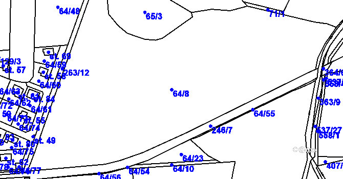 Parcela st. 64/8 v KÚ Pohránov, Katastrální mapa