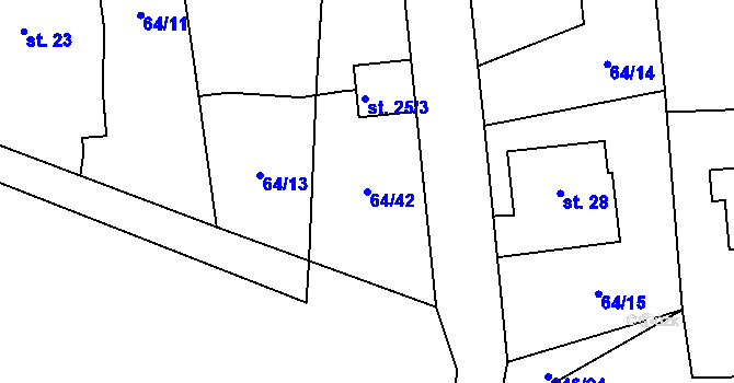 Parcela st. 64/42 v KÚ Pohránov, Katastrální mapa