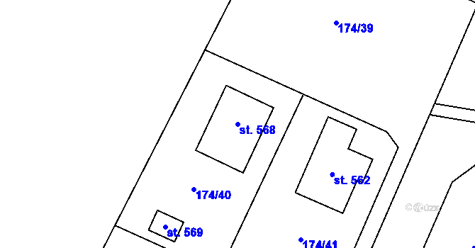 Parcela st. 568 v KÚ Srch, Katastrální mapa