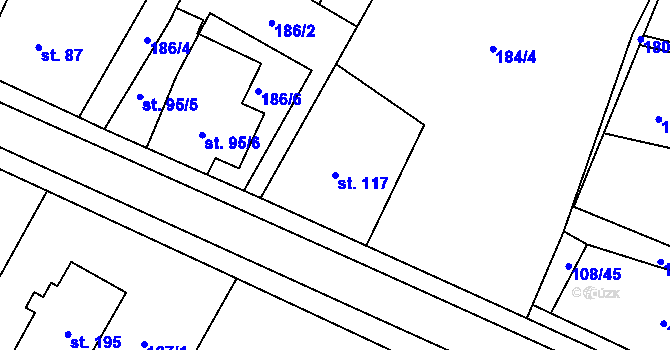 Parcela st. 117 v KÚ Srch, Katastrální mapa