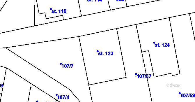 Parcela st. 123 v KÚ Srch, Katastrální mapa