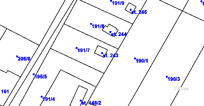 Parcela st. 243 v KÚ Srch, Katastrální mapa
