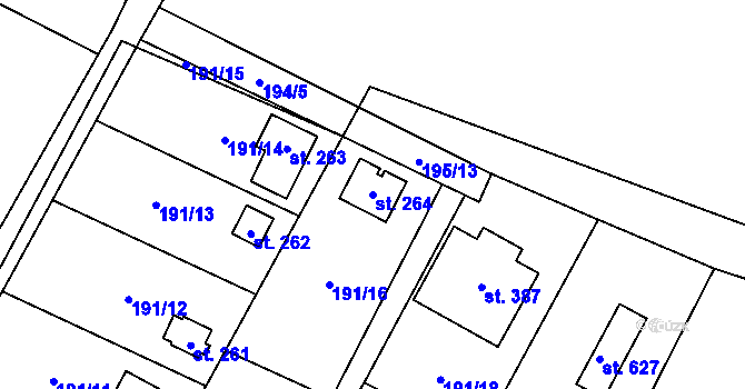 Parcela st. 264 v KÚ Srch, Katastrální mapa