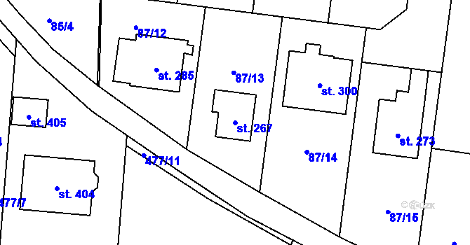 Parcela st. 267 v KÚ Srch, Katastrální mapa