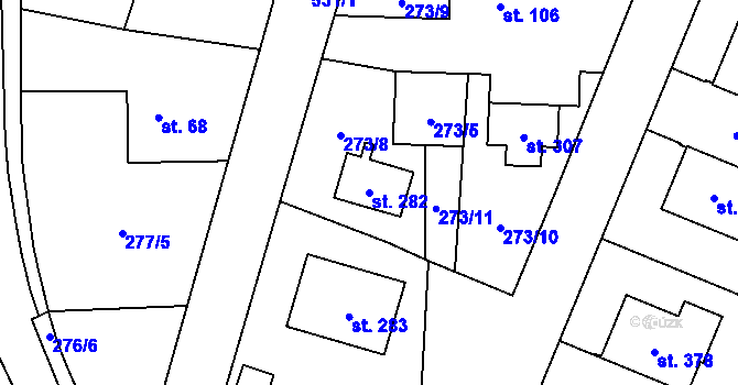 Parcela st. 282 v KÚ Srch, Katastrální mapa