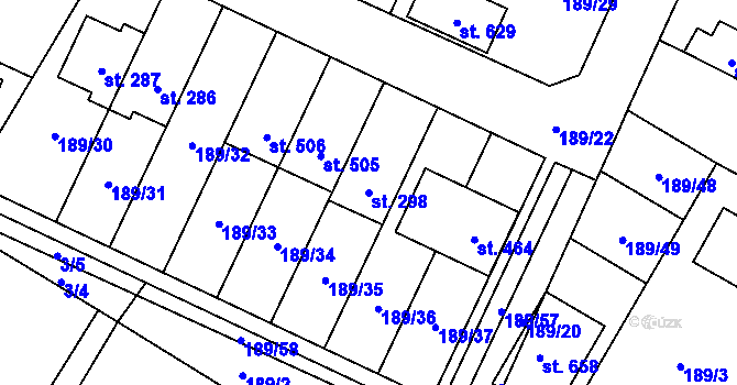 Parcela st. 298 v KÚ Srch, Katastrální mapa