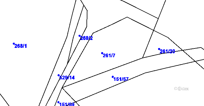 Parcela st. 261/7 v KÚ Srch, Katastrální mapa