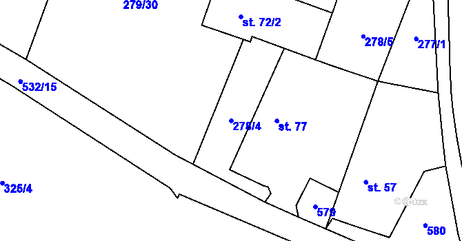 Parcela st. 278/4 v KÚ Srch, Katastrální mapa