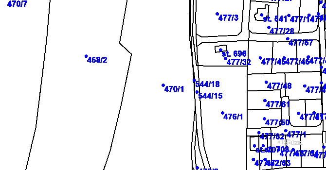 Parcela st. 470/1 v KÚ Srch, Katastrální mapa
