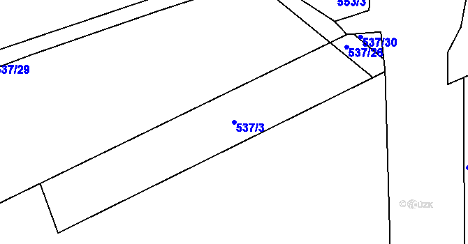 Parcela st. 537/3 v KÚ Srch, Katastrální mapa