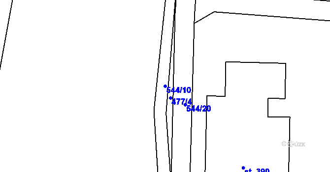 Parcela st. 544/10 v KÚ Srch, Katastrální mapa