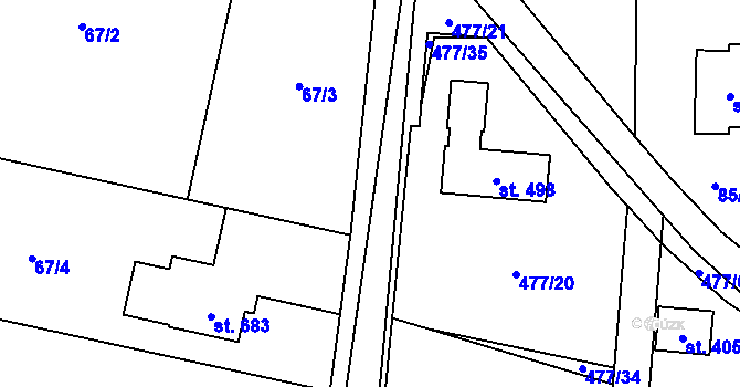 Parcela st. 544/11 v KÚ Srch, Katastrální mapa