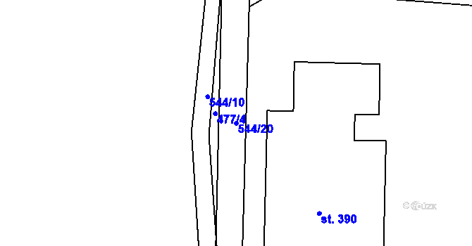 Parcela st. 544/20 v KÚ Srch, Katastrální mapa