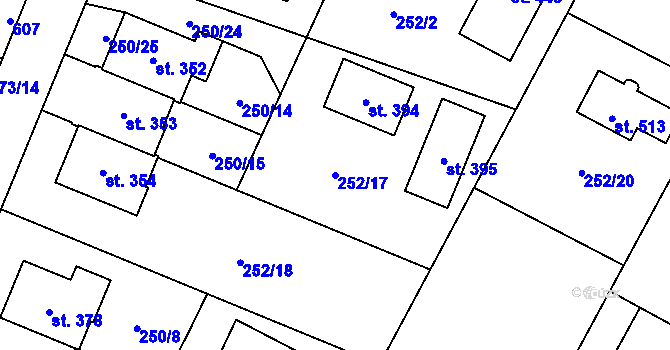 Parcela st. 252/17 v KÚ Srch, Katastrální mapa