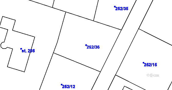 Parcela st. 252/36 v KÚ Srch, Katastrální mapa