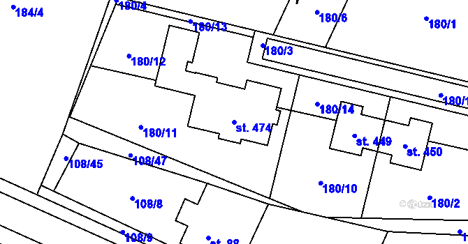 Parcela st. 474 v KÚ Srch, Katastrální mapa