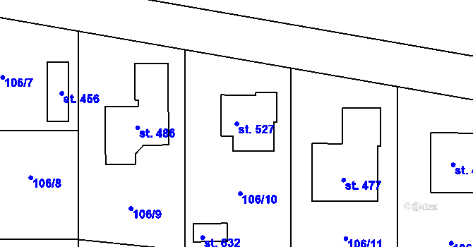 Parcela st. 527 v KÚ Srch, Katastrální mapa