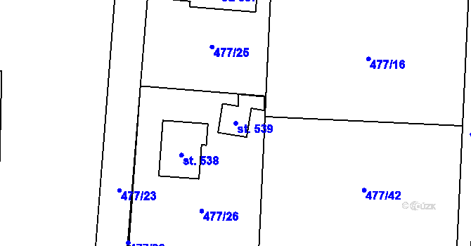 Parcela st. 539 v KÚ Srch, Katastrální mapa