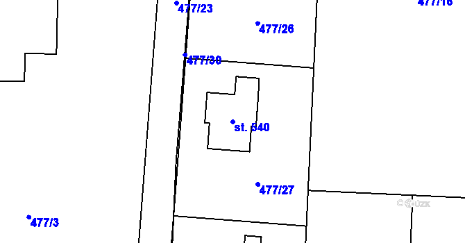 Parcela st. 540 v KÚ Srch, Katastrální mapa